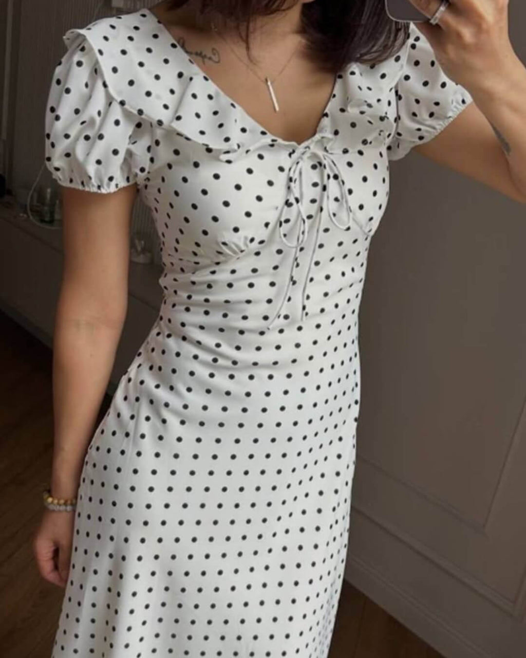 Rachel Polka Dot V-Neck Maxi Dress