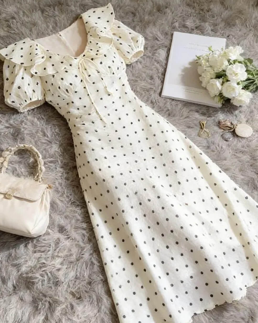 Rachel Polka Dot V-Neck Maxi Dress