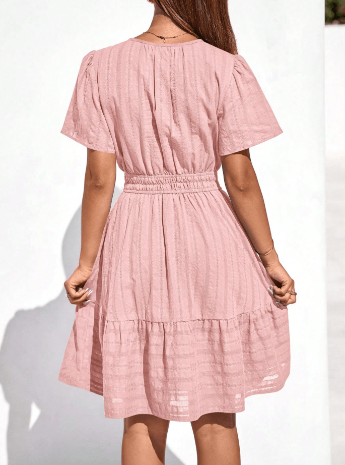 Bianca Ruffled V-Neck Cocktail Dress