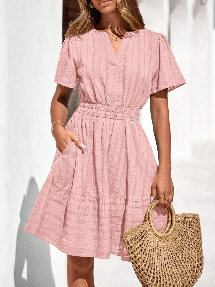 Bianca Ruffled V-Neck Cocktail Dress