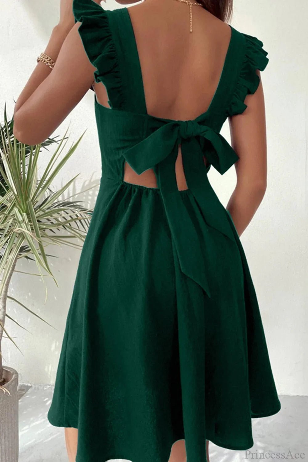 Nora Sleeveless Mini Dress with Ruffle Tie-back