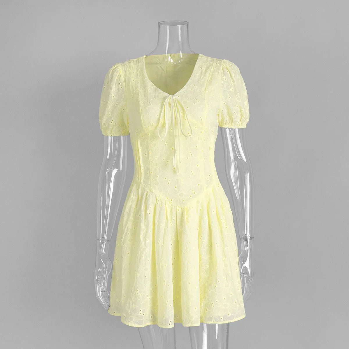 Nicole V-Neck Puff Sleeve Mini Dress