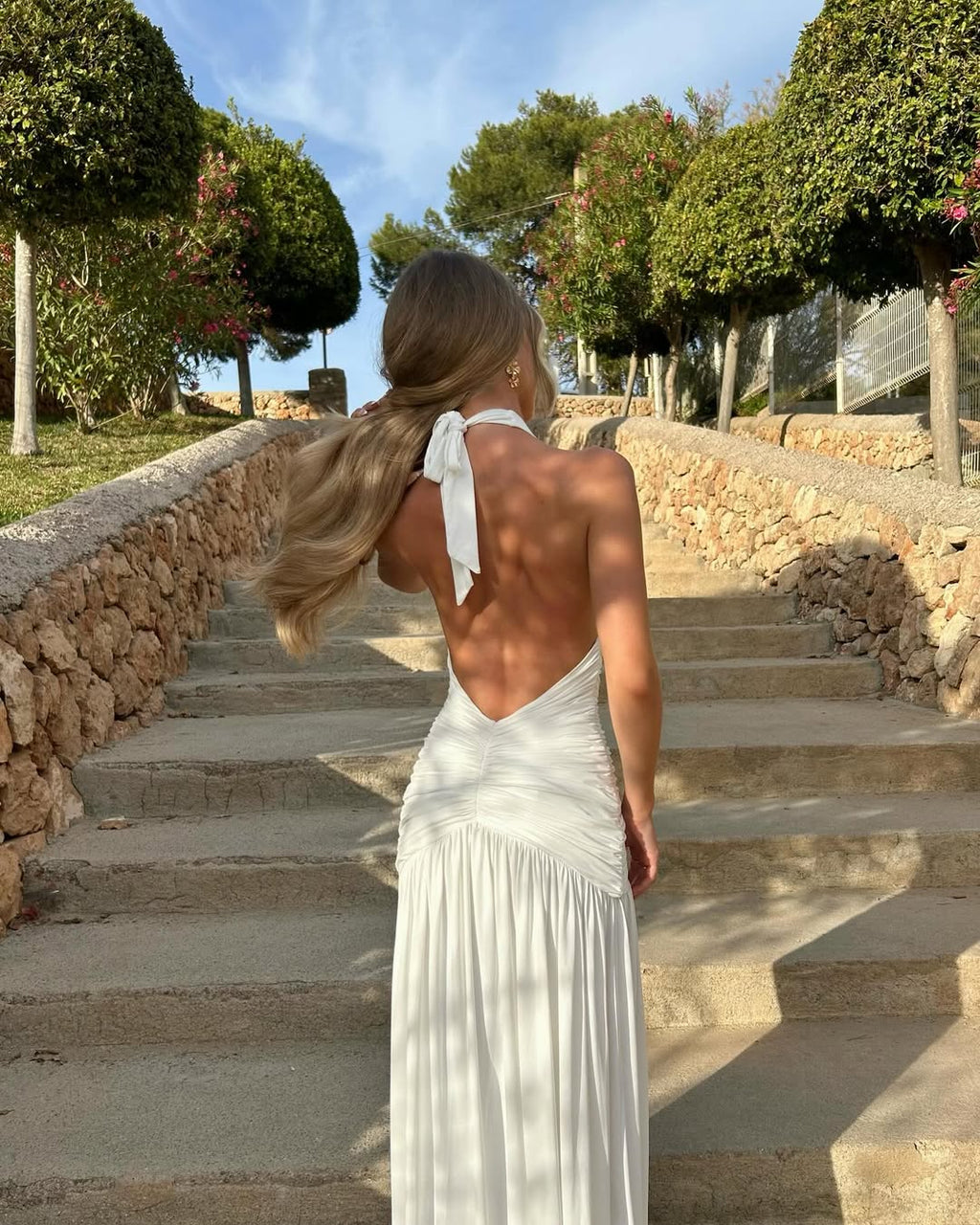 Carlyn Halter Plunged Neck Maxi Dress
