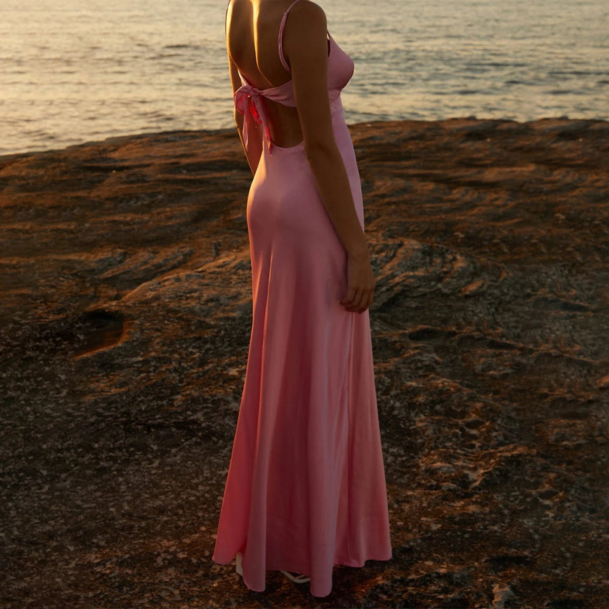 Celeste Backless Tie-Front Cami Dress