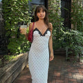 Laura Lace Trim Polka Dot Dress