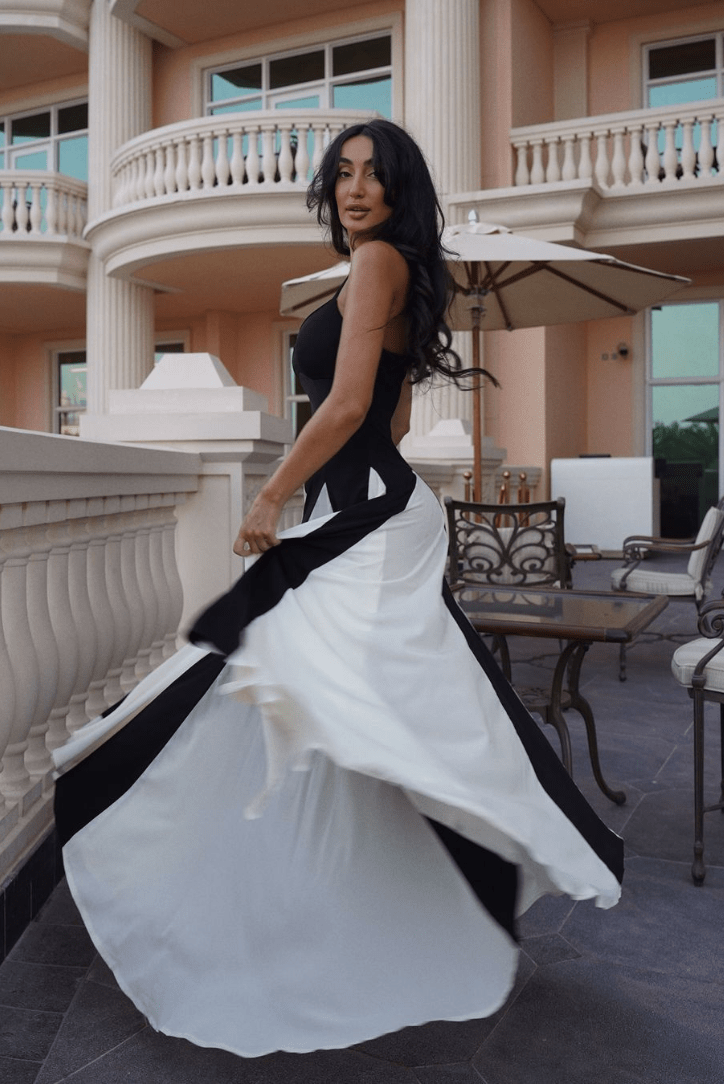 Ciara Contrasting Pleated Maxi Dress