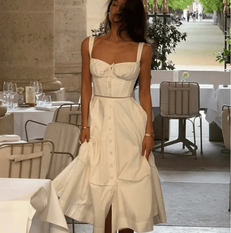 Dina Sleeveless Sweetheart Midi Dress