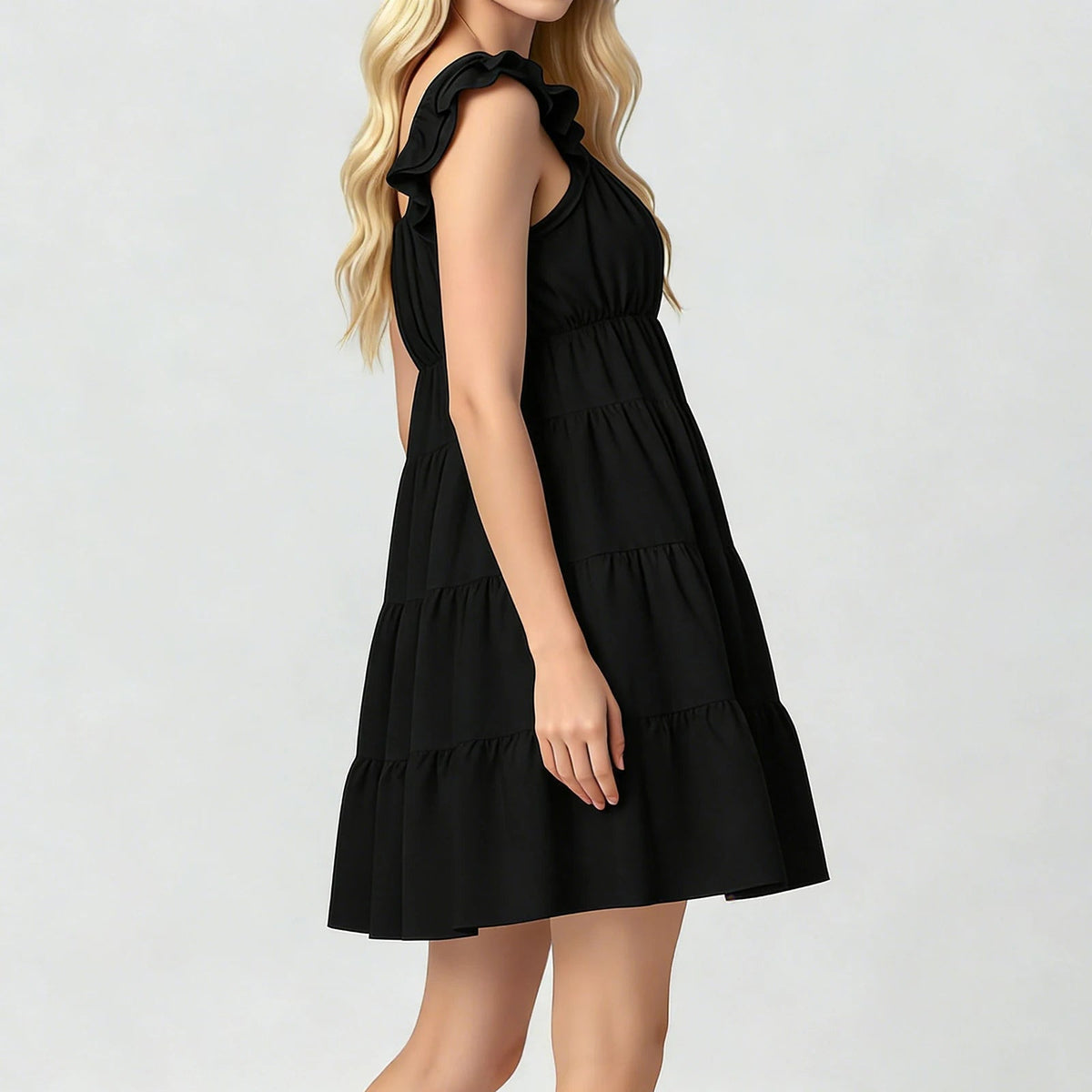 Eulalia Flutter Sleeve Tiered Mini Dress