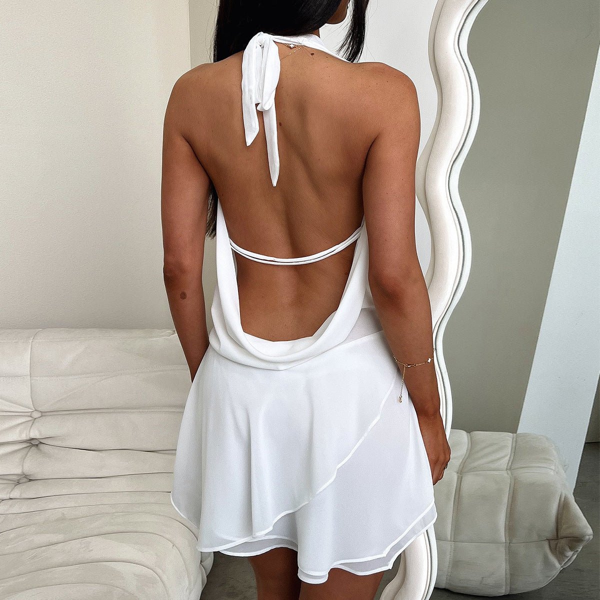 Hailey Halter Backless Mini Dress