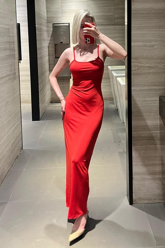 Janet V Neck Strap Maxi Dress