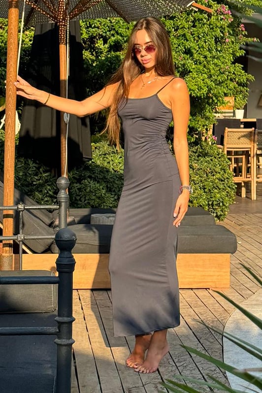 Janet V Neck Strap Maxi Dress