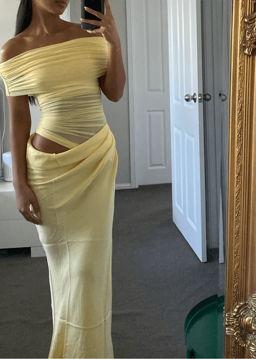 Jessa Offshoulder Mesh Maxi Dress