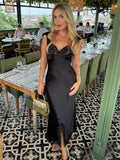 Joanna Satin Lace Long Dress