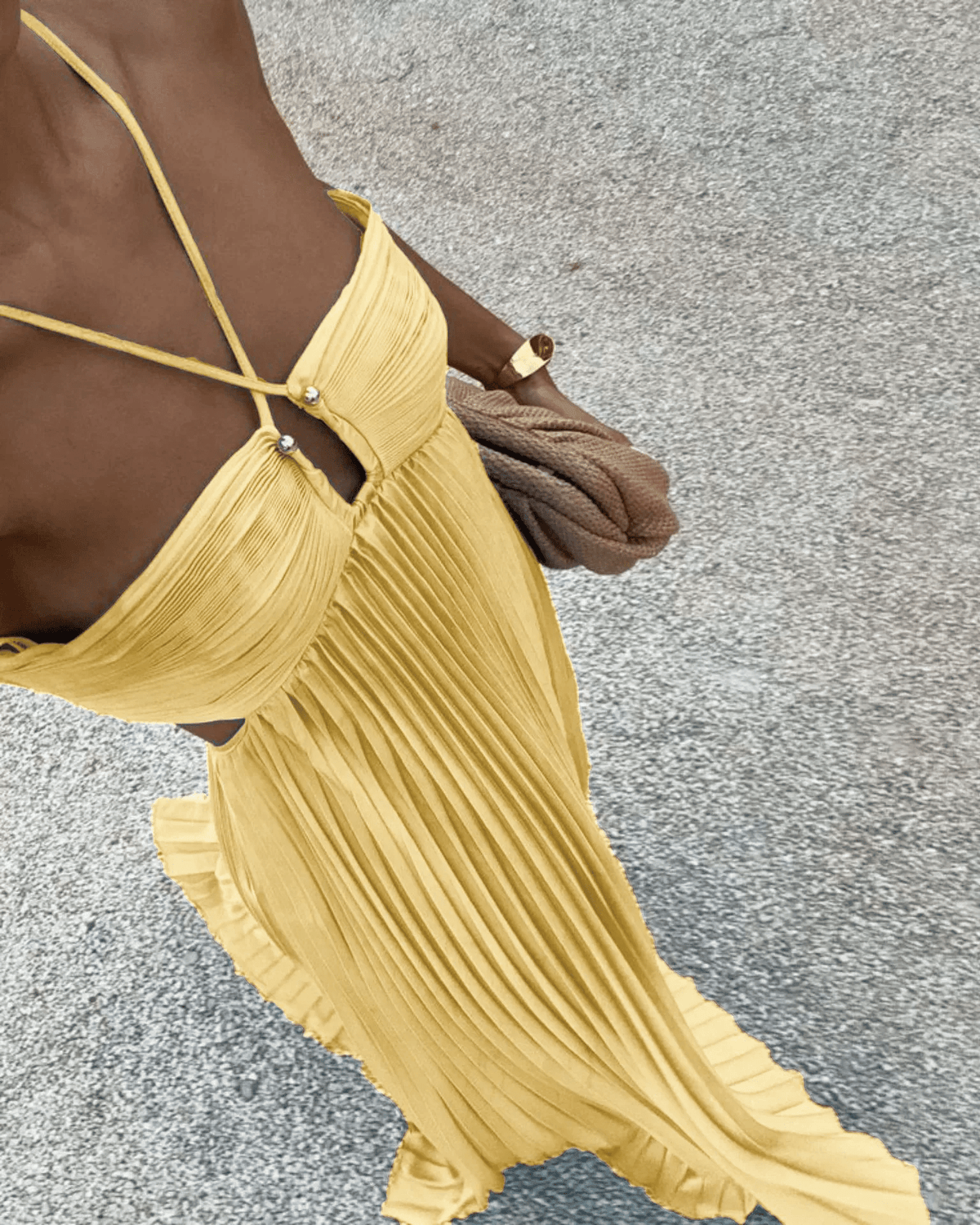 Lindsay Cutout Pleated Maxi Dress