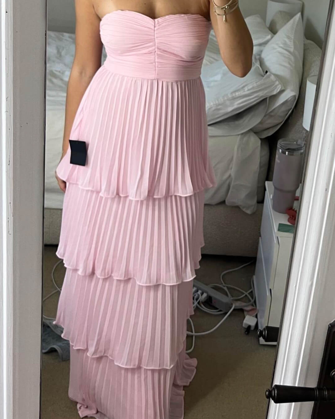 Michelle Strapless Pleated Tiered Maxi Dress