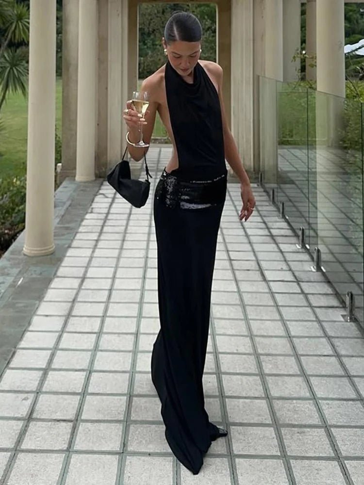 Jane Halter Draped Maxi Dress