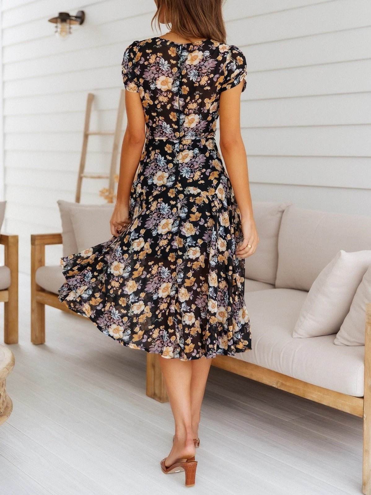 Mona V-Neck Floral Midi Dress