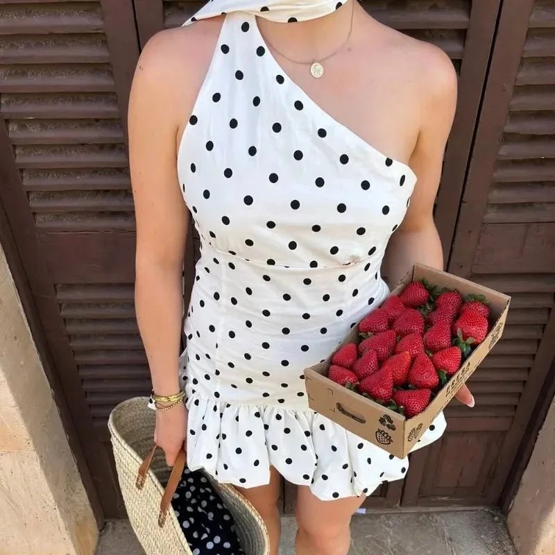 Nina One Shoulder Polka Dot Mini Dress