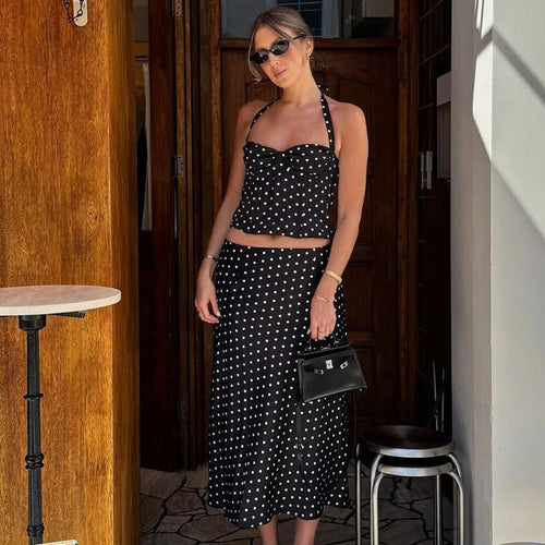 Aeronwen Polka Dot Two-Piece Maxi Set