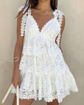 Sophia V-Neck Tiered Lace Mini Dress
