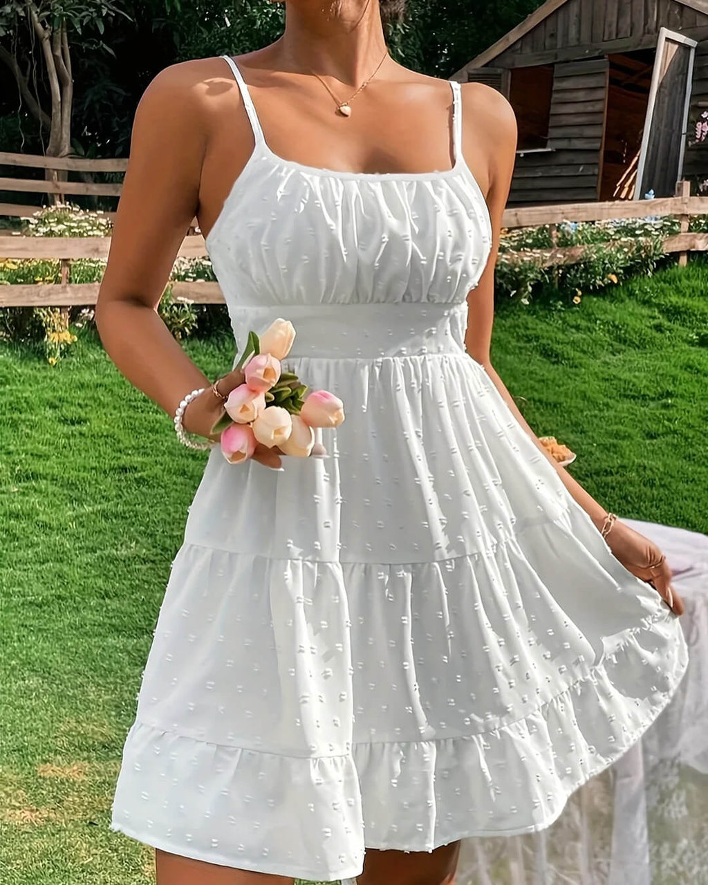 Tracy Tiered Ruffle Spaghetti Straps Mini Dress