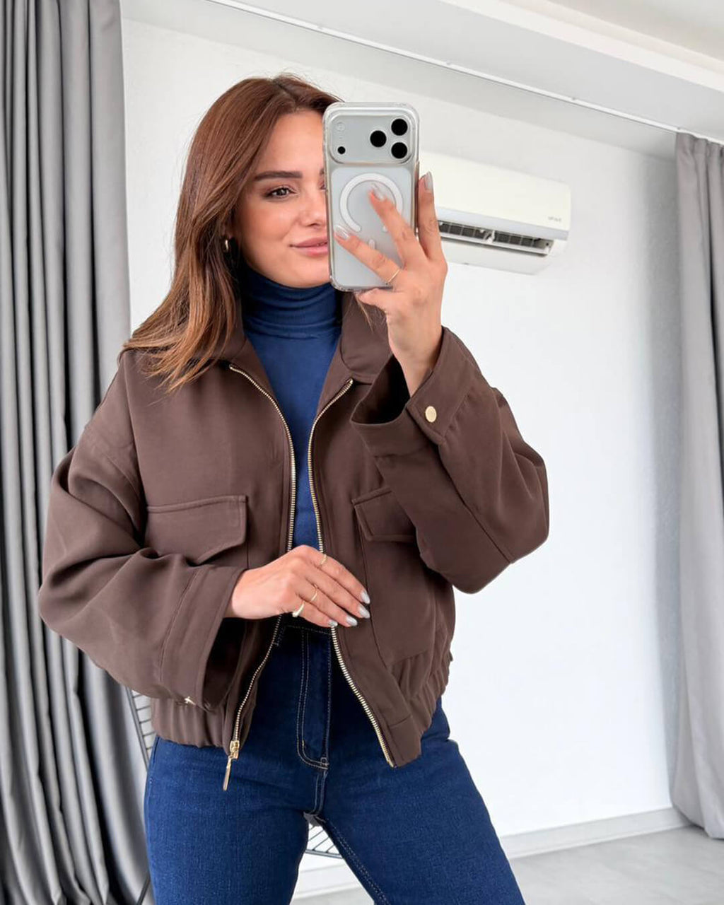 Ginny Flap Pocket Bomber Jacket