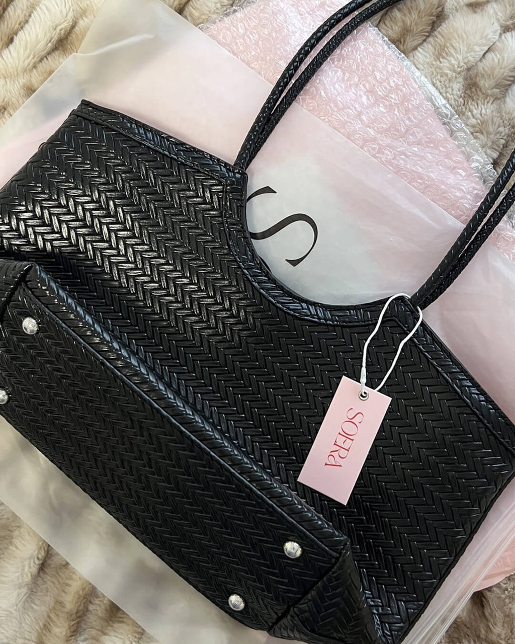 Rica Woven Faux Leather Bag