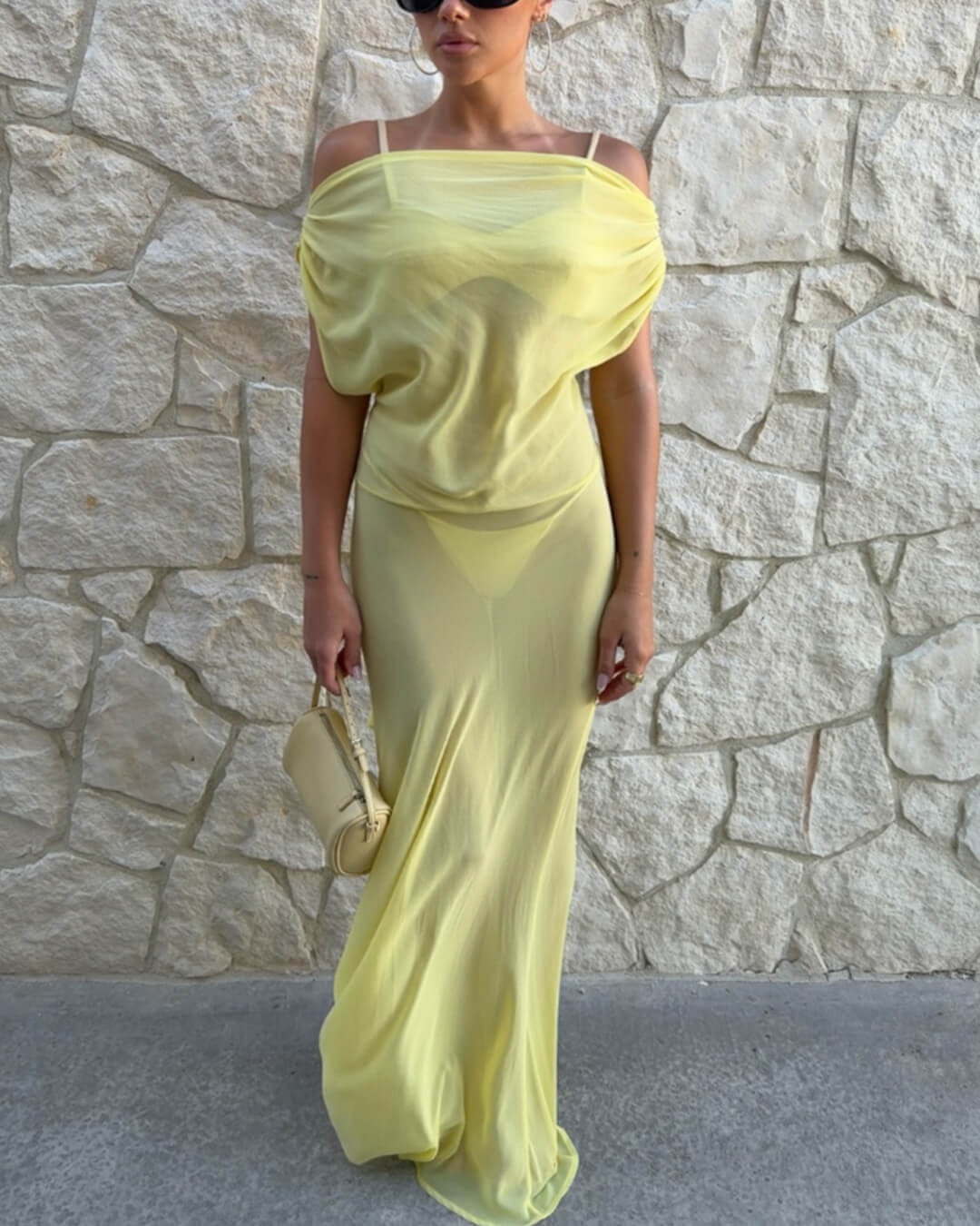 Leah Backless Mesh Maxi Dress
