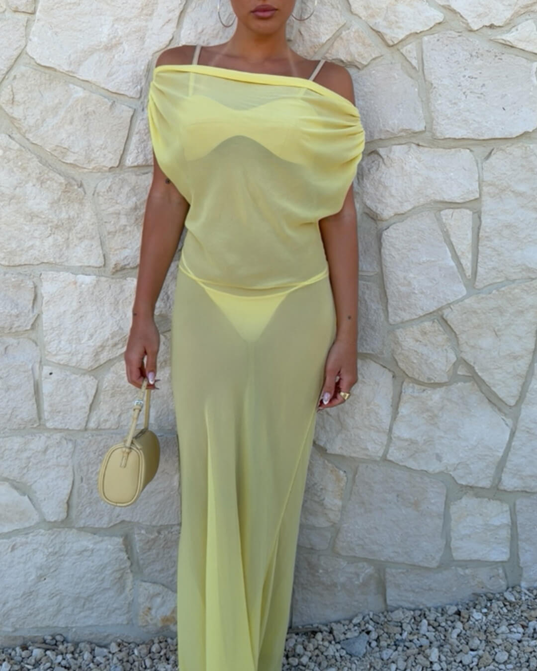 Leah Backless Mesh Maxi Dress