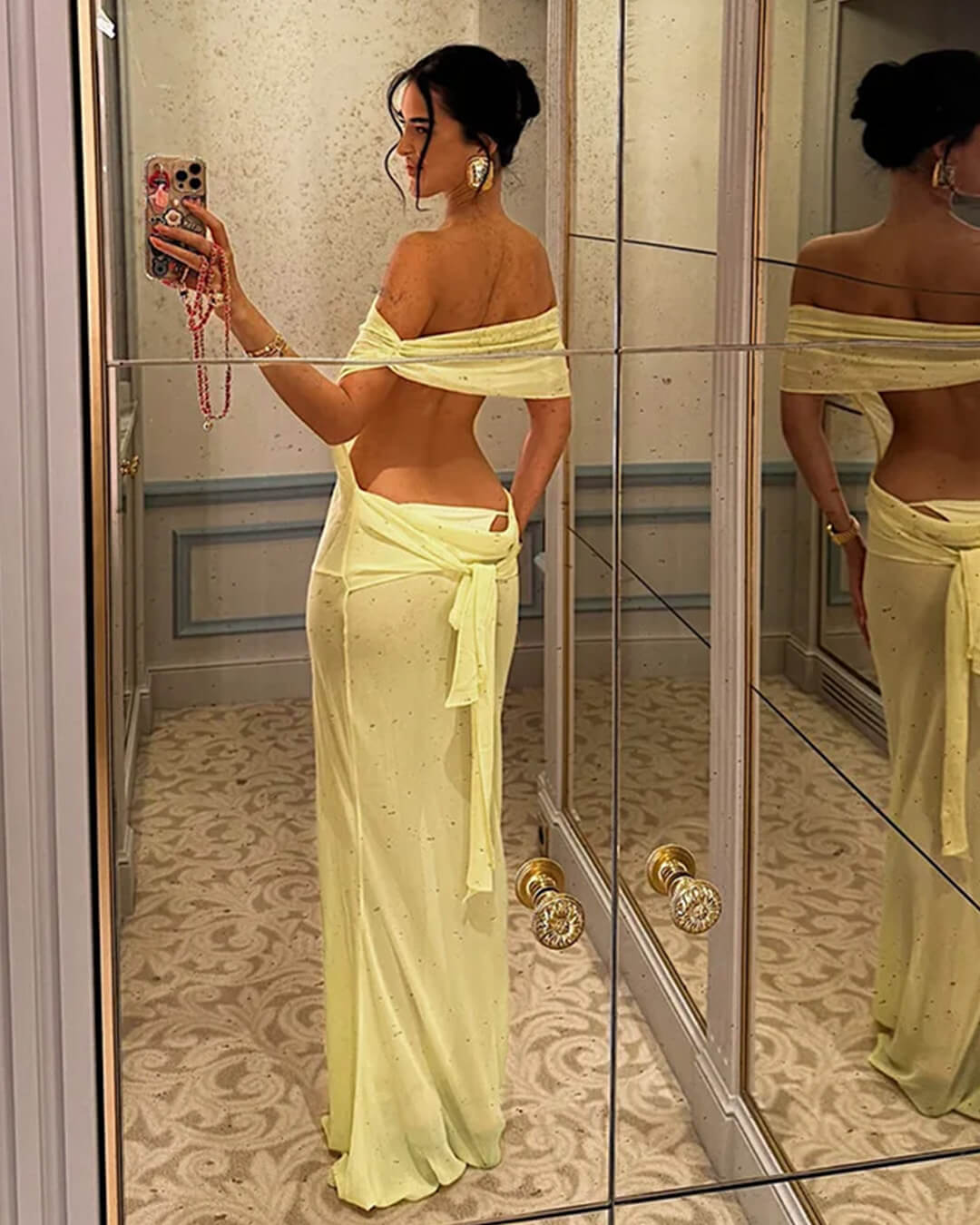 Leah Backless Mesh Maxi Dress