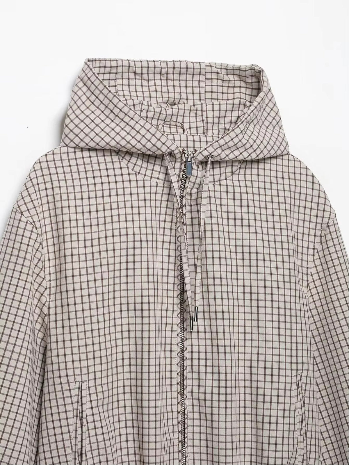 Daniela Plaid Hooded Cropped Jacket