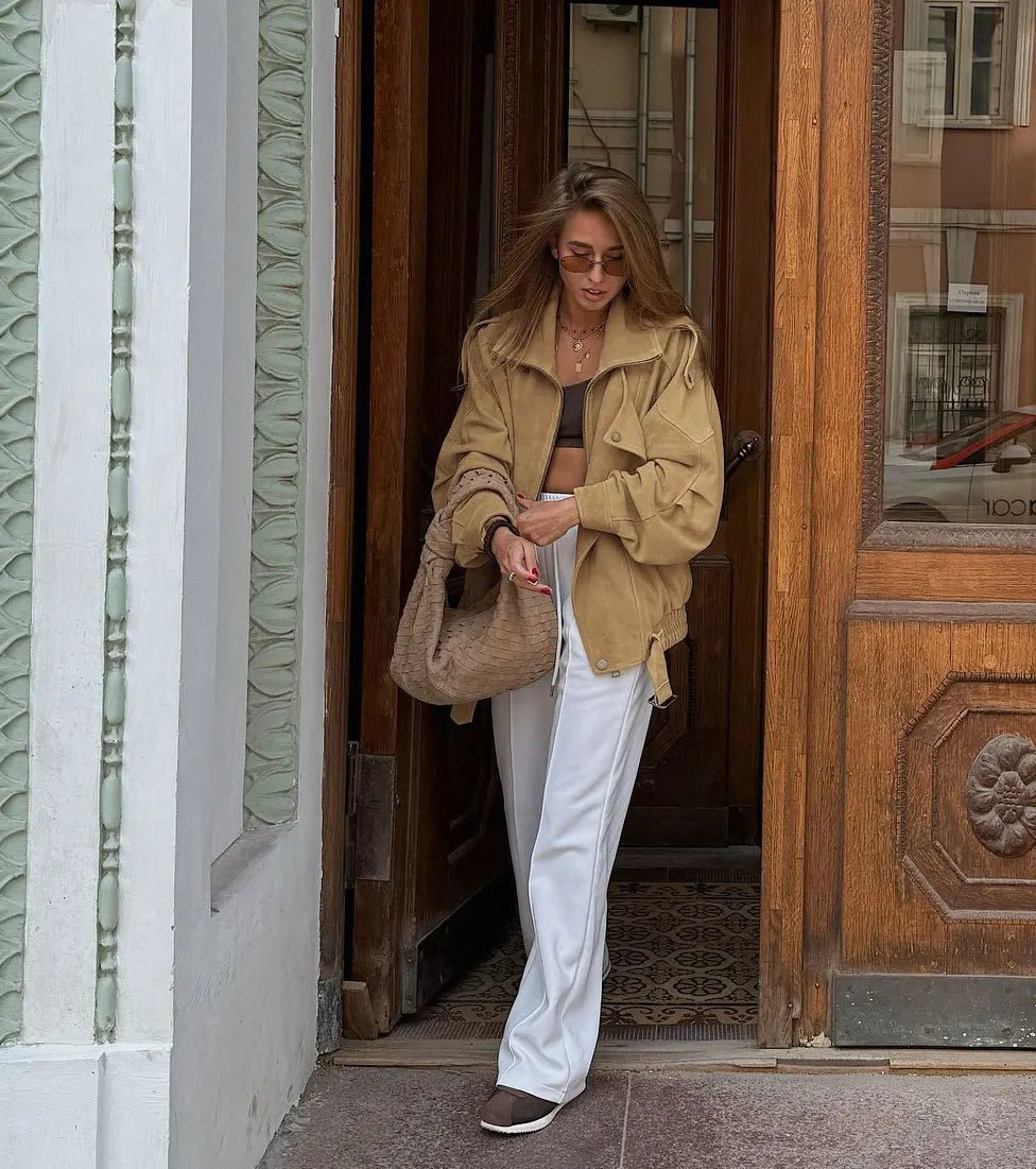 Laura Faux Suede Oversized Bomber Jacket