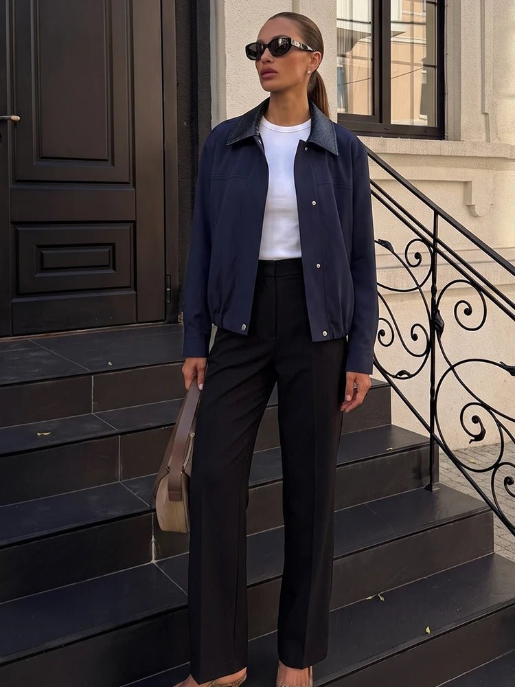 Linda Contrast Collar Bomber Jacket