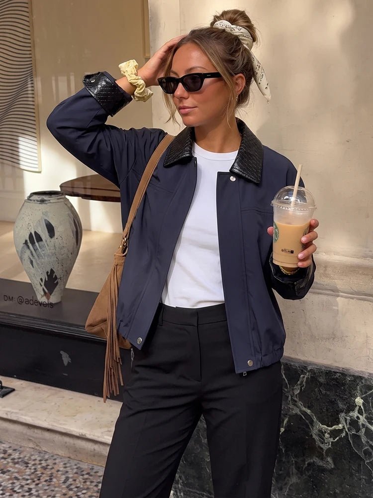 Linda Contrast Collar Bomber Jacket