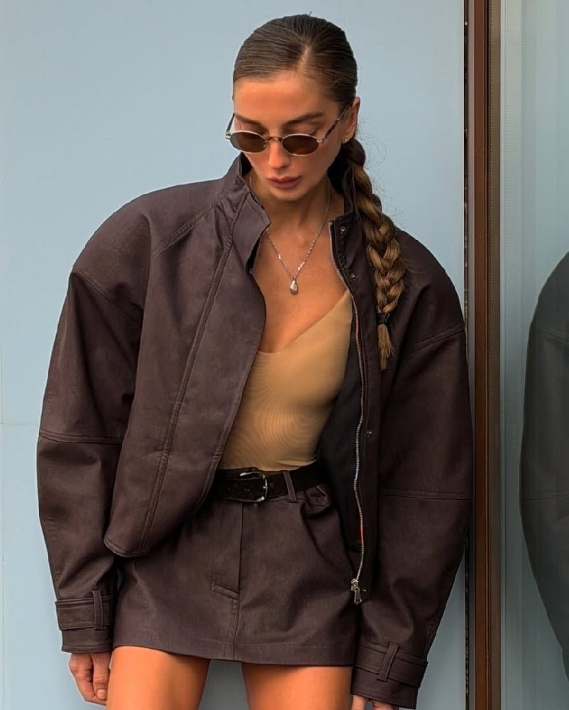 Linda Faux Suede Zip Jacket