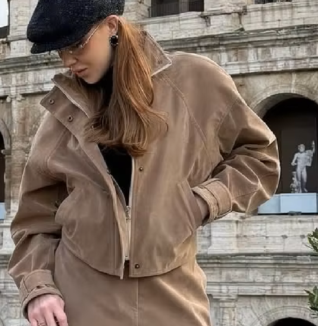Linda Faux Suede Zip Jacket