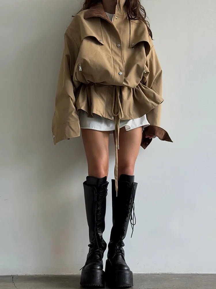 Rebecca Contrast Collar Windbreaker Jacket