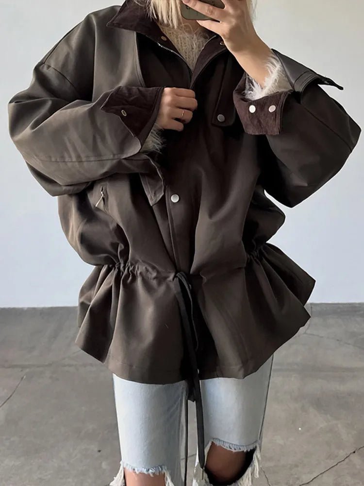 Rebecca Contrast Collar Windbreaker Jacket