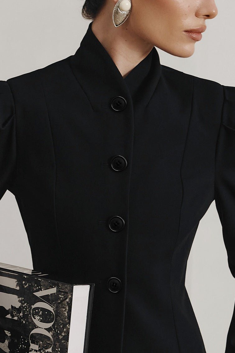 French Stand Collar Flared Blazer