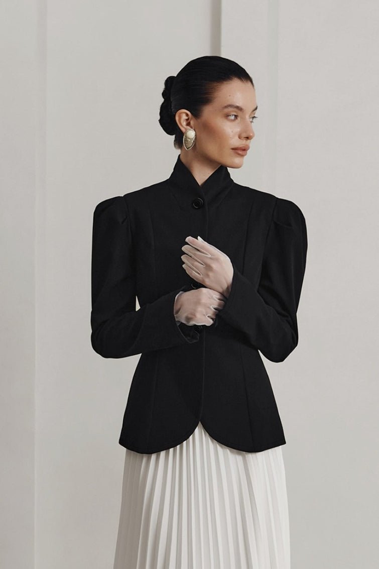 French Stand Collar Flared Blazer