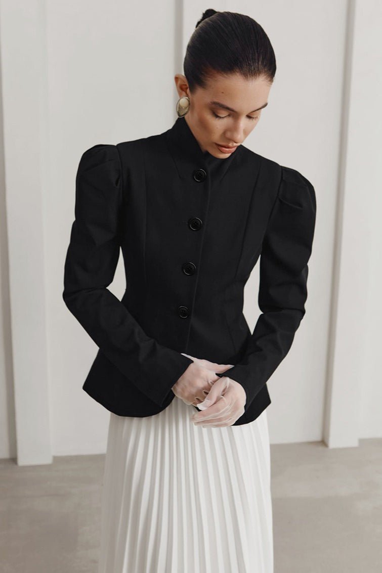French Stand Collar Flared Blazer