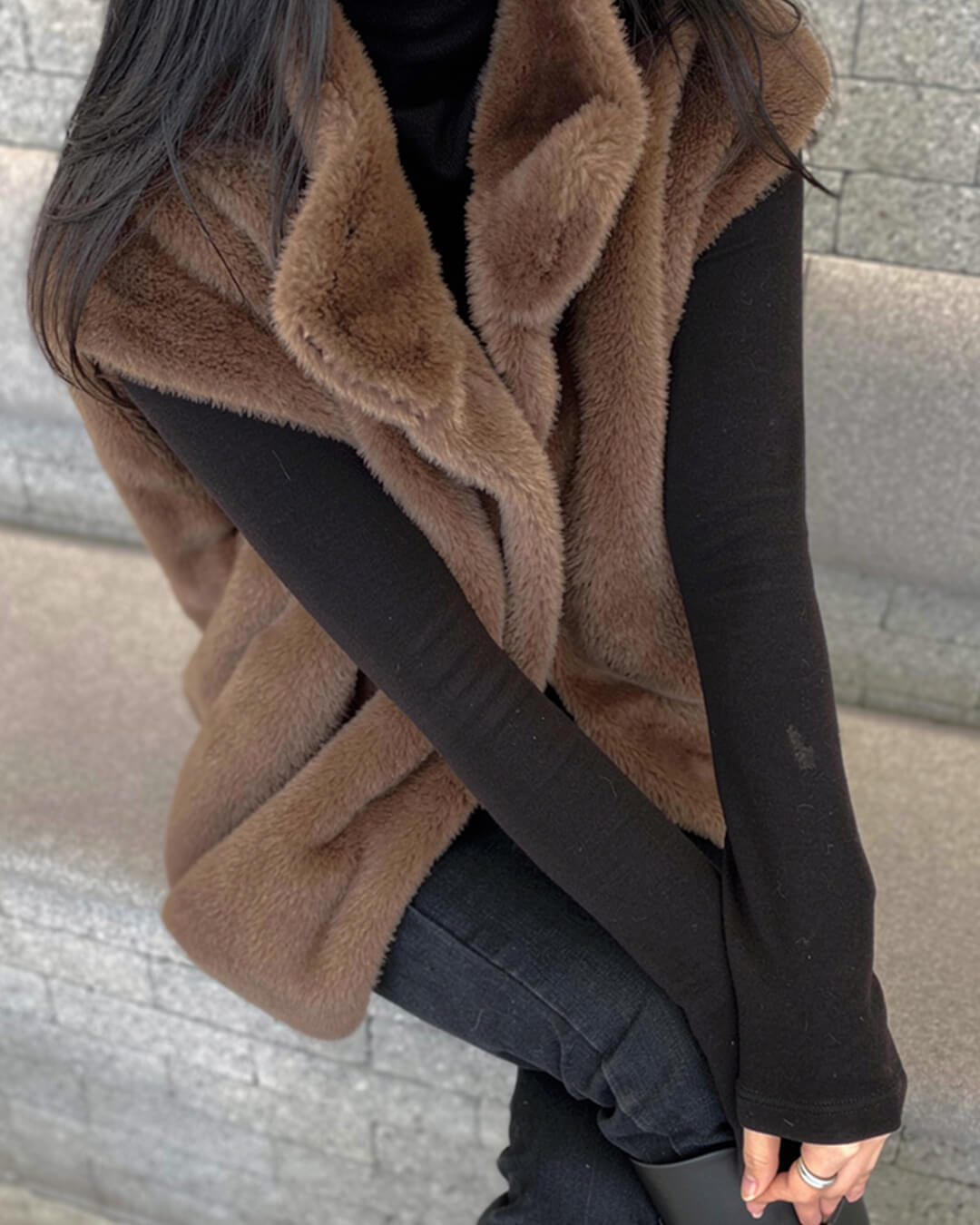 Amalia High Neck Faux Fur Vest