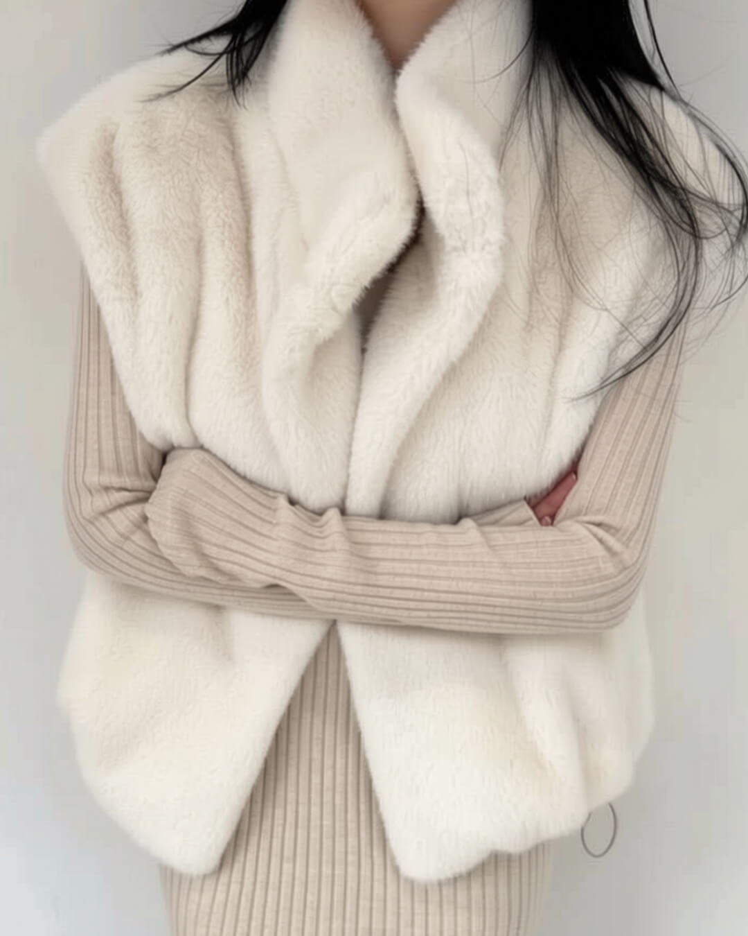 Amalia High Neck Faux Fur Vest