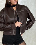 Arabella Faux Leather Bomber Jacket