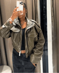 Brianna Faux Leather Bomber Jacket