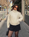Brienne Stand Collar Faux Leather Jacket