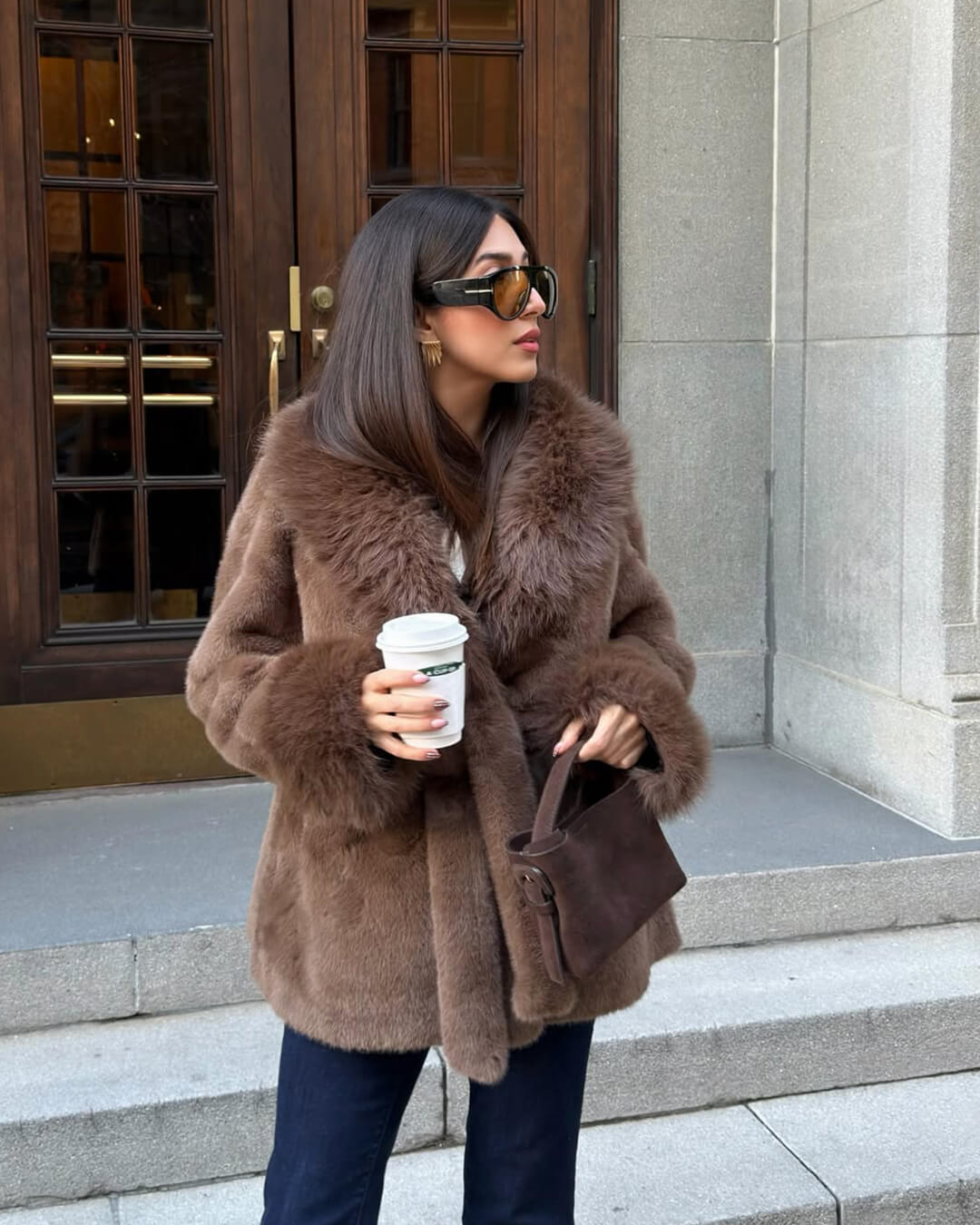 Jessa Faux Fur Trim Coat