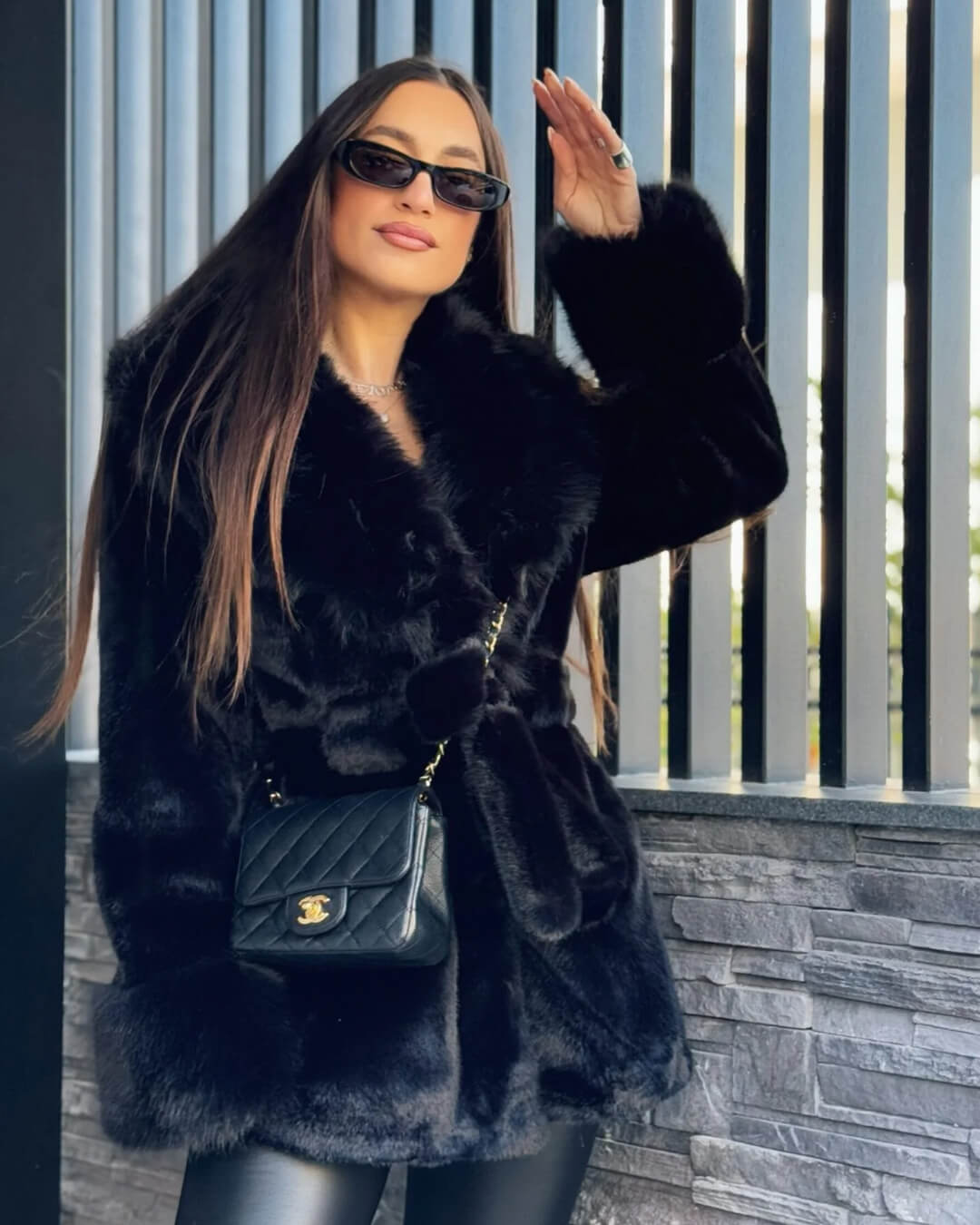 Jessa Faux Fur Trim Coat