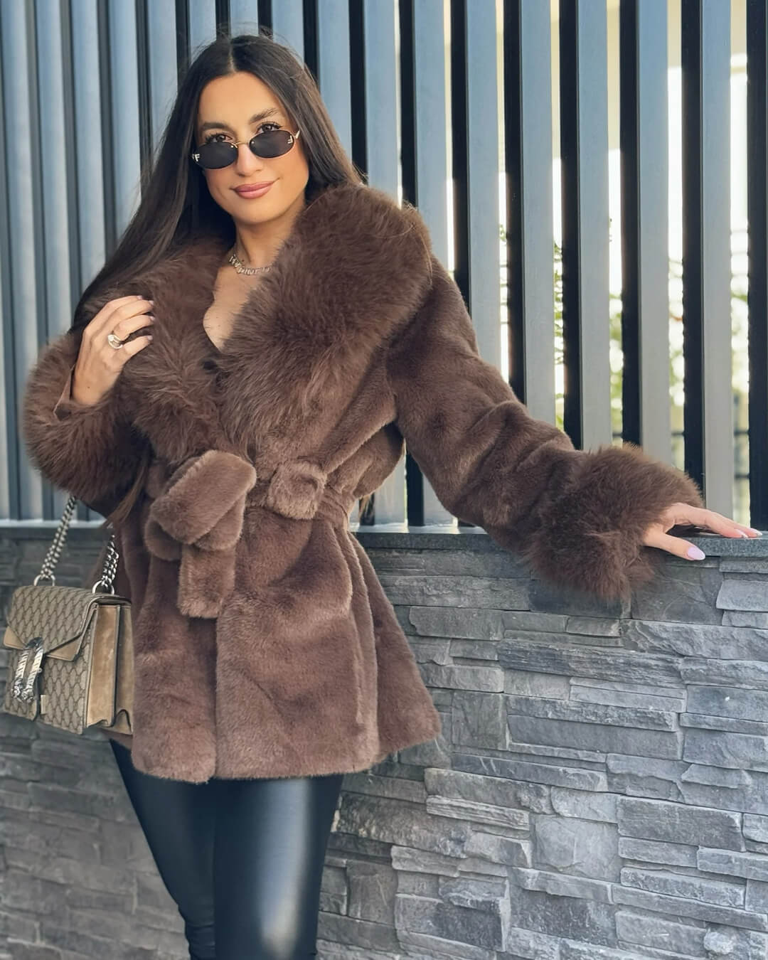 Jessa Faux Fur Trim Coat