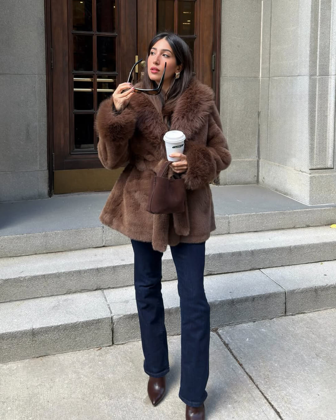 Jessa Faux Fur Trim Coat
